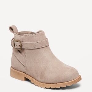 Old Navy Tan Suede Ankle Boots with Strap